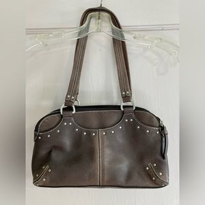 Stone Mountain Dark Brown
Studded Leather Multi Pocket
2 Section Shoulder Bag